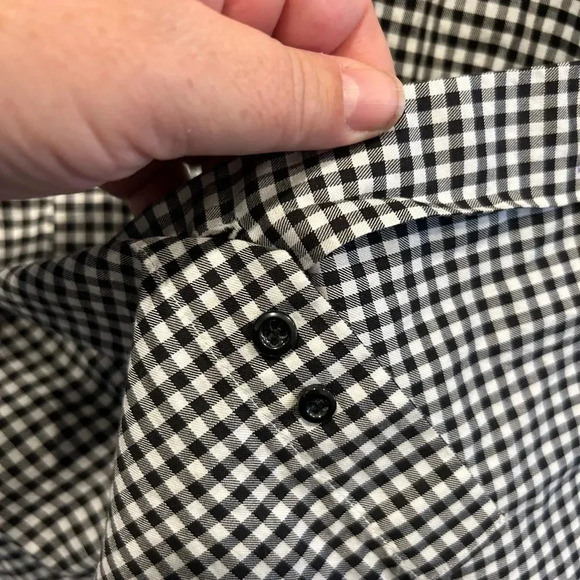 St. Croix Black and White Cotton Gingham Plaid Button Front Shirt Size XL - Picture 5 of 6